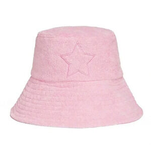 Jocelyn Women's Reversible Star Terry Bucket Hat Light Pink O/S (MSRP $65)